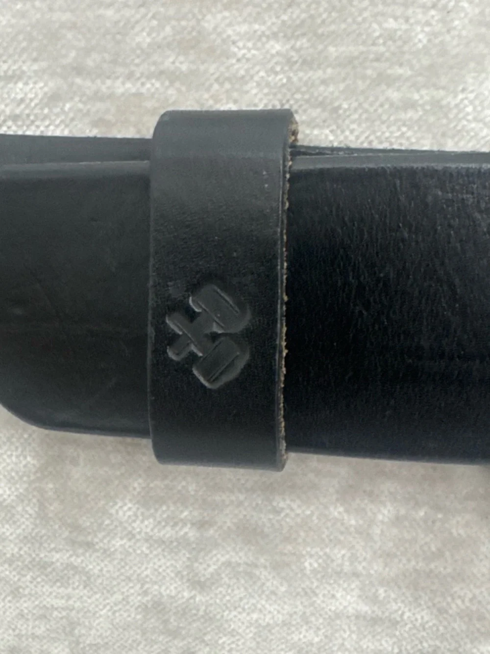 Men's Black Leather Belt with Brushed Metal Buckle